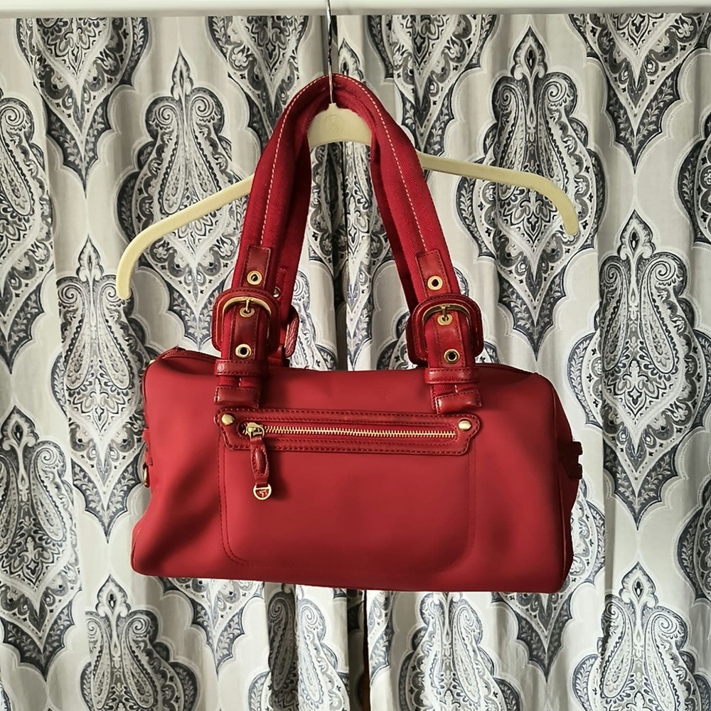Tumi Womens Shoulder Satchel Dome Purse Fiery Red Handbag OS